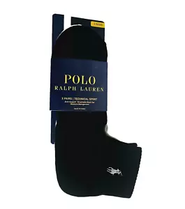 New Polo Ralph Lauren Men’s 3-Pack Black Gray White Sport Ankle Socks Tech - Picture 1 of 5