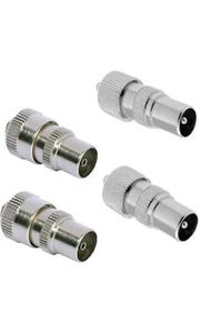 2 X MACHO 2 X HEMBRA TV CABLE COAXIAL AÉREO ENCHUFES ENCHUFES ADAPTADOR - Imagen 1 de 1