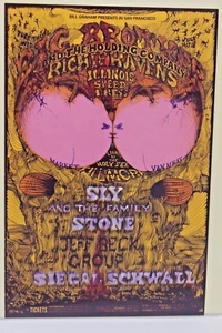 BILL GRAHAM BG-129 1968 POSTCARD  BIG BROTHER SLY & THE FAMILY STONE 295 - Picture 1 of 4
