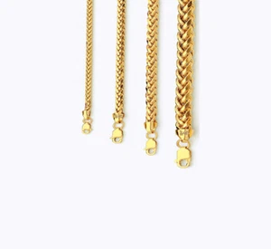 10k Gelbgold 2,5mm-5mm Weizen Palme Kette Armband Größe 7"-30" Hohl - Bild 1 von 9