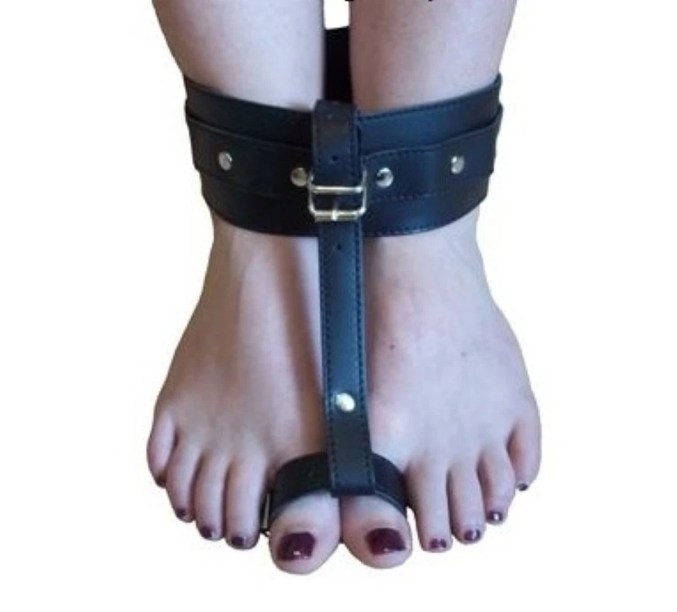 TULA-TOYS Manette per piedi in pelle bondage BDSM con punta piede manette nere