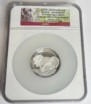2014P Australia S$8 Koala Alto Relieve NGC PF70 ¡¡Ultra Camafeo!!️¡PRIMEROS 1500 GOLPEADOS!!️ Foto 1 de 2