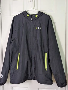 UNDER ARMOUR STORM Windbreaker Jacket Mens Medium XL Black Full Zip Hoodie Sport - Picture 1 of 12