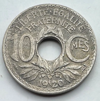 1920 年法国 10 美分硬币 - 法国 10 美分 - 世界硬币 - 免运费 — 第 1/4 张图片