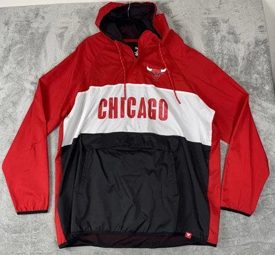 Men's Chicago Bulls Fanatics Red/Black Colorblock Anorak Quarter-Zip Hoodie XXL - Image 1 of 4