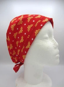 Surgical Scrub Hat for Women's Tieback - Wonder Woman Red - Picture 1 of 5
