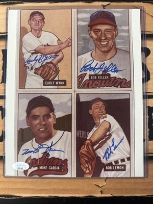 SIGNED 8x10 BIG FOUR Feller Early Wynn Bob Lemon Garica w/CLEVELAND INDIANS JSA - Image 1 of 4