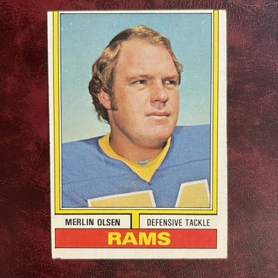 1974 Topps Set MERLIN OLSEN #205 LOS ANGELES RAMS - EX-MINT - Image 1 of 2
