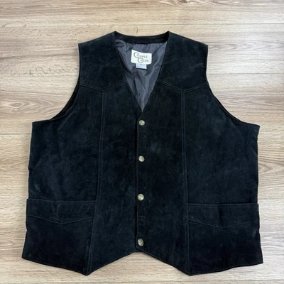 CRIPPLE CREEK - Chaleco a Presión de Gamuza Occidental Negro para Hombre - Talla 3X-Grande Foto 1 de 4