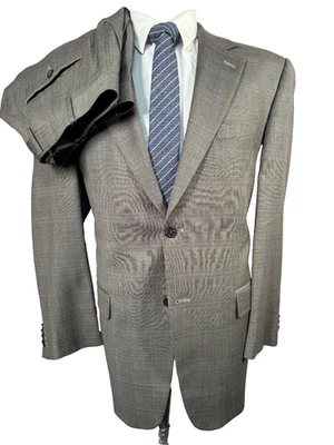 JOSEPH ABBOUD Mens Brown Check GLEN PLAID Pleated 2pc Suit 42R Jacket 36x29 Pant - Image 1 of 4