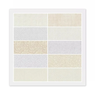 NATURAL BEIGE WHITE Cotton Fabric - 10 FAT QUARTERS 20 Strip JELLY ROLL - Image 1 of 4