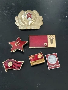 LOT RUSSIAN COMMUNIST MEMBERSHIP RED FLAG & SORTED VLADIMIR USSR SOVIET PINS - Picture 1 of 14
