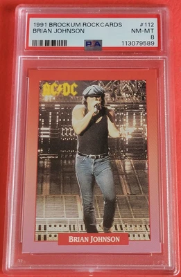 AC/DC Brian Johnson CARD GRADED PSA 8 NM- MINT 1991 BROCKUM ROCK CARDS #112 - Image 1 of 2