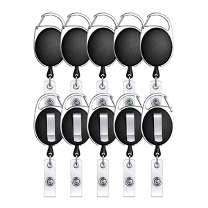 10pcs Retractable Badge Holder Carabiner Reel Clip for Worker Teacher Name Card - Picture 1 of 14