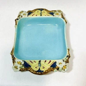 Antique English Joseph Holdcroft Majolica Trinket Tray Butterfly Dish - Picture 1 of 6