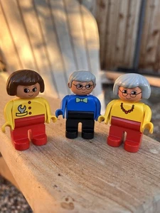 Lego Duplo Figures Female w Wrench Grandma Grandpa Gray Hair Mini Figs Lot of 3 - Picture 1 of 5