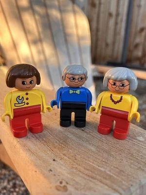 Lego Duplo Figures Female w Wrench Grandma Grandpa Gray Hair  Mini Figs Lot of 3 - Image 1 of 4