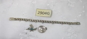 VINTAGE MEXICO CHARM BRACELET & 2 CHARMS 1970'S 925 STERLING 18 GRAMS - Picture 1 of 6