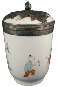 Antique 18thC Chantilly Soft Paste Porcelain Kakiemon Chinoiserie Scene Pot - Picture 1 of 11