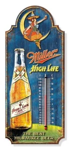 NUEVO TERMÓMETRO MILLER HIGH LIFE DESGASTADO 17.5"X7.5" GARAJE CUEVA ARTE METAL - Imagen 1 de 1