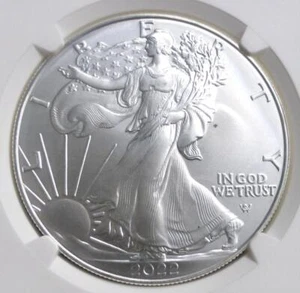 2022 NGC MS 68 Obverse Struck Thru Mint Error Silver Eagle Dollar, Silver $1 - Picture 1 of 7