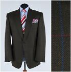 Mens Windowpane Tweed Blazer 42R UK Size ODEMARK Green Wool Sport Coat Jacket