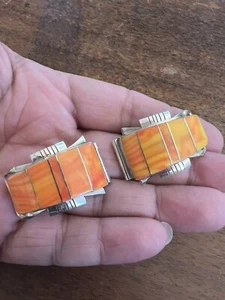Puntas de Reloj Nativo Americano Navajo Naranja Espinoso Grande Muy Bonito Zuni # C - Imagen 1 de 9