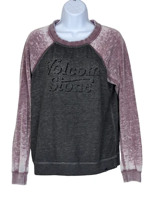 Volcom Stone Size XS Burnout Long Sleeve T Shirt Gray & Light Purple-Some Wear - Image 1 of 2