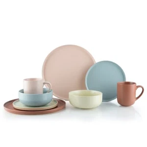 Everything Kitchens Modern Flat 32-Piece Dinnerware Set | Terracotta, Beige, Du - Picture 1 of 11