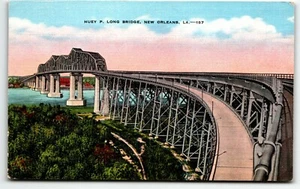 Postcard Huey P Long Bridge New Orleans Louisiana Mississippi River LA UNP - Picture 1 of 2