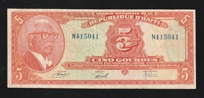 Billete de Haití, 5 Gourdes, 1978 Foto 1 de 2