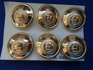 6 X ROYAL REGIMENT OF FUSILIERS 19MM ANODISED STAYBRITE GOLD BUTTONS, GAUNT - Picture 1 of 3