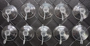 10 Pk Large Clear Suction Cups 1-3/4″ Metal Hooks Stained Glass Hangers - Picture 1 of 7