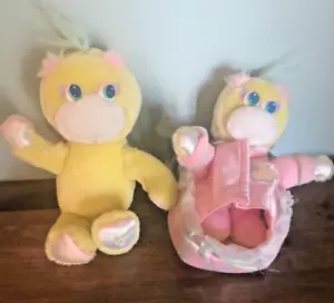 Vintage Yellow Mattel Turtle Tots Plush 9” & Baby Turtle Tot with Shell 1980s - Picture 1 of 14