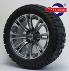 GOLF CART 14" GUNMETAL VECTOR WHEELS/RIMS and 22" 'GATOR' A/T TIRES DOT RATED