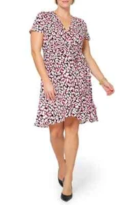 Leota Women's Brandy Leopard Print Faux Wrap Dress -color- Size 3X - Picture 1 of 6