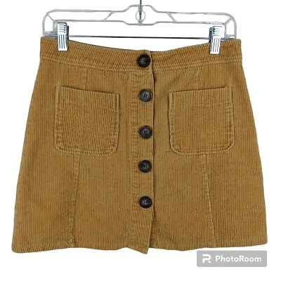 Minifalda Mudd Juniors para mujer talla mediana amarillo mostaza pana abotonada Y2K Foto 1 de 4