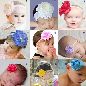 Baby / young girl Stretchy dressy Elastic Flower Headband Hair Photo Prop gift - Picture 1 of 10