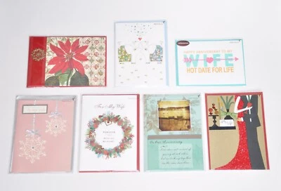 (7) Papyrus Lot Wife Greeting Cards Anniversary Christmas Sealed New - Image 1 of 4