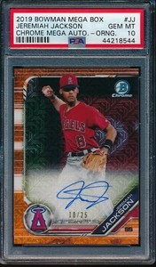 PSA 10 JEREMIAH JACKSON AUTO 2019 Bowman Chrome ORANGE Refractor #/25 GEM MINT