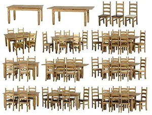 CORONA EXTENDING DINING SET WITH 4, 6 OR 8 CHAIRS, WOOD, BROWN OR CREAM PU SEATS - Picture 1 of 13