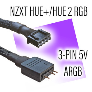 NZXT HUE+/HUE 2 RGB to Standard ARGB 3-pin 5V Adapter