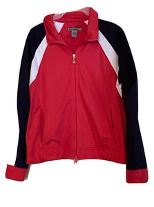 Oleg Cassini Sport Full Zip Women’s Large Pink Blue White Jacket (19"W X 23"L) - Picture 1 of 6