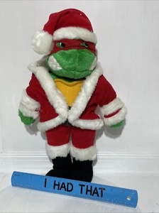 Vintage playmates TEENAGE MUTANT NINJA TURTLES plush RAPHAEL Santa Claus TMNT !! - Picture 1 of 10