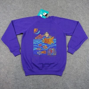 Felpa VINTAGE Laurel Burch donna viola media dea del mare arte anni 80 arte vintage - Foto 1 di 14