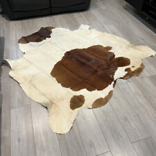 Natural Cow Hide Rug Leather Skin Carpet Luxury Carpet Brown & White 5.8 'x5.7'