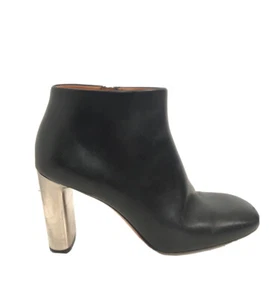 Celine Size 5.5 Paris Bam Bam Leather Ankle Boots With Chrome Metal Heels EU 36 - Picture 1 of 8