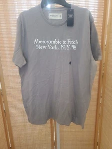 Abercrombie Fitch Mens Shirt Size XLarge Gray Short Sleeve Logo Crewneck Tee - Picture 1 of 13