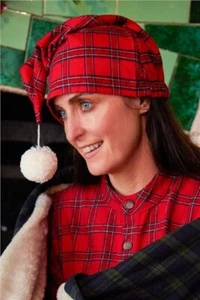 Lee Valley Cotton Flannel Nightcap - Red Tartan Royal Stewart - NEW - Picture 1 of 5
