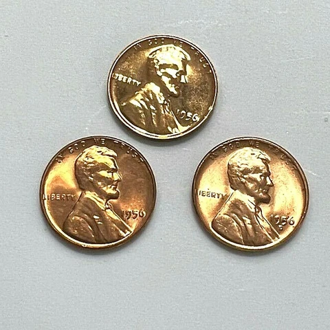 1956 P D P Lincoln Wheat Cent Year Set Proof & BU US 3 Coin Lot Cover